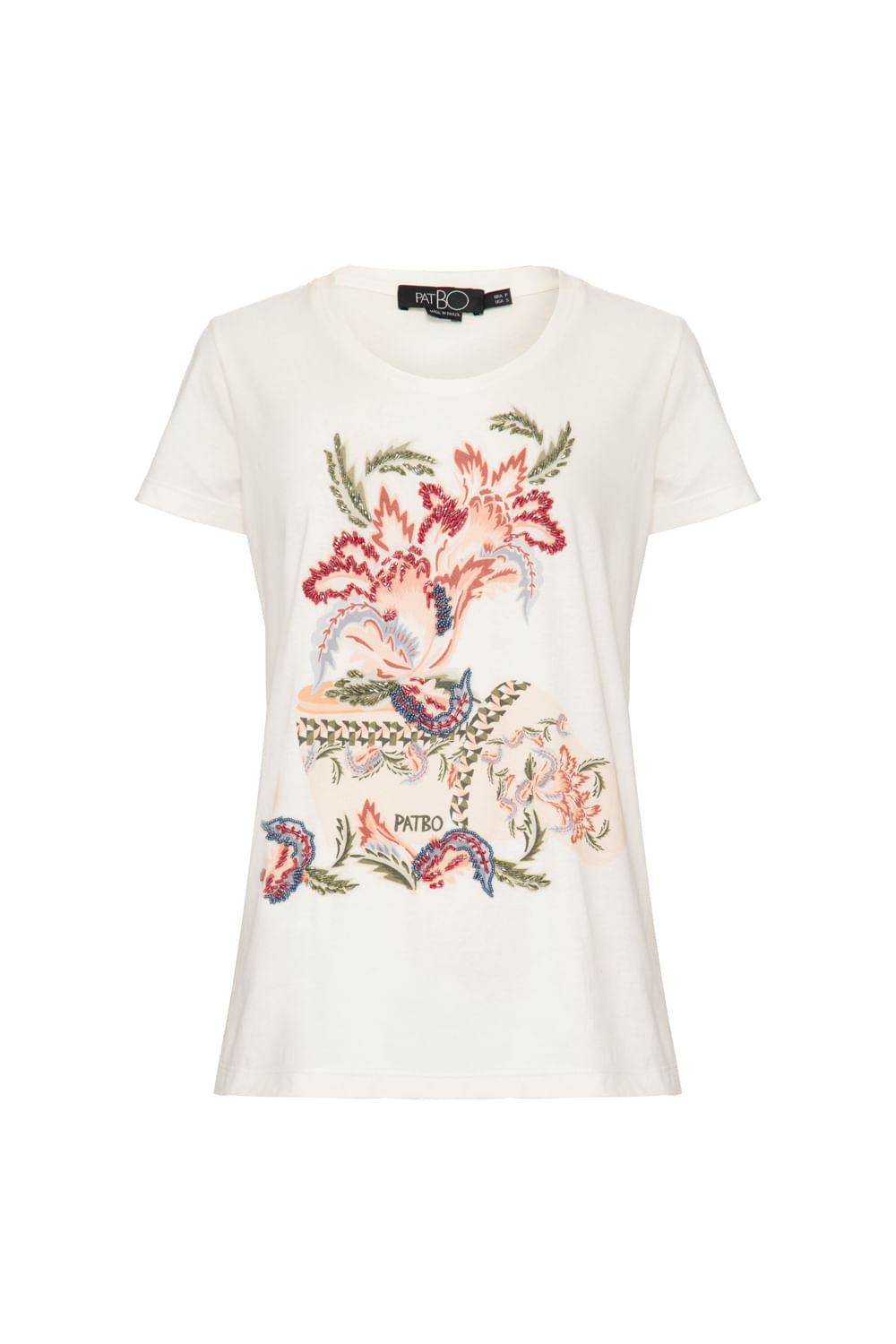 T-shirt bordada geomÃ©trico zellij off white