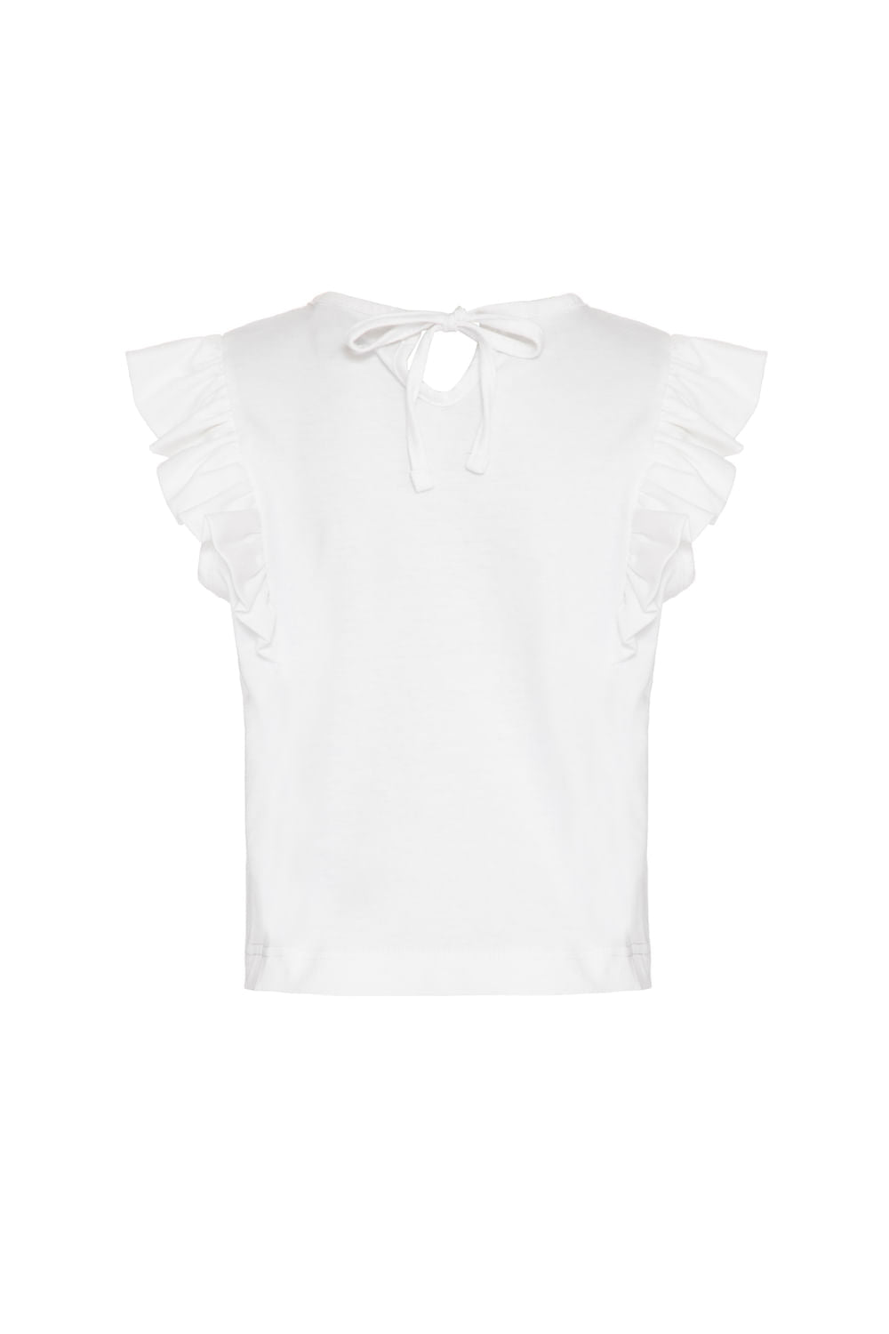 T-shirt infantil bordada babado off white