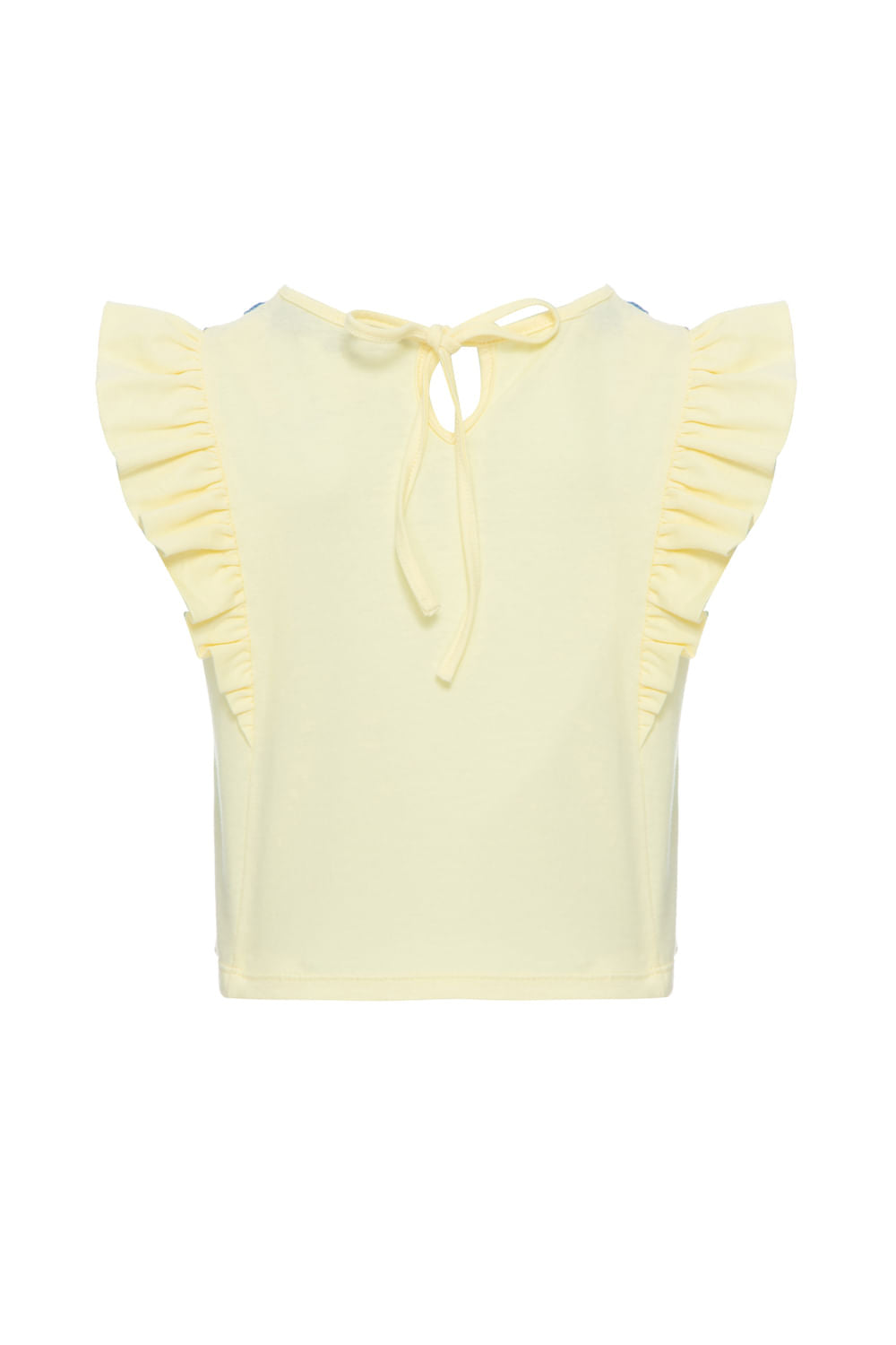 T-shirt infantil bordada babado amarelo