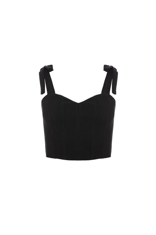 TOP CORSET ALÇA AMARRAÇÃO PRETO