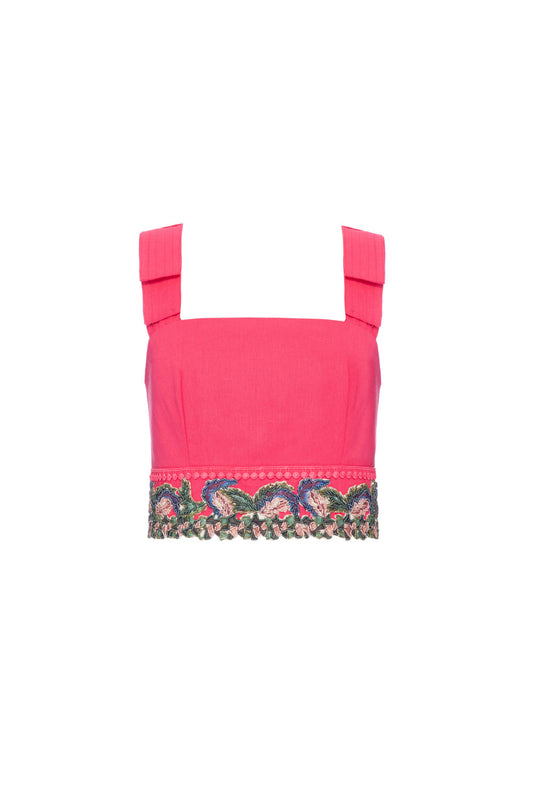 Top alça laço scape pink