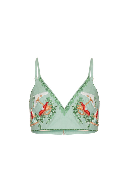 Top linho bordado saline verde