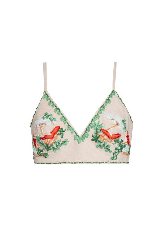 Top linho bordado saline natural