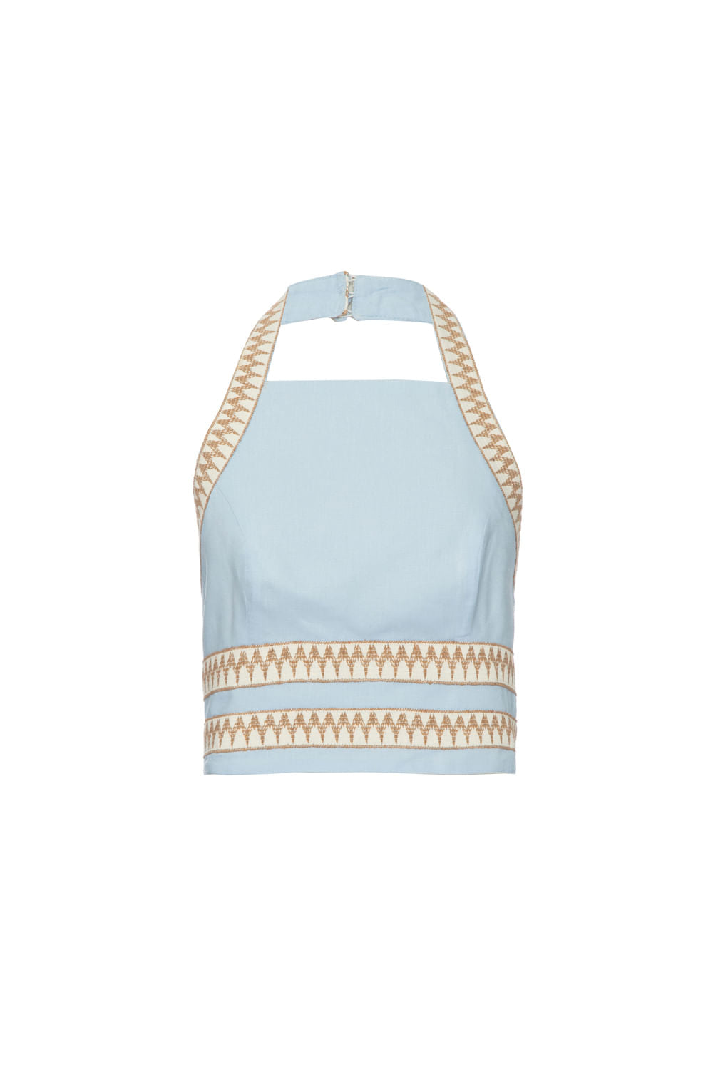 Top linho entremeio azul