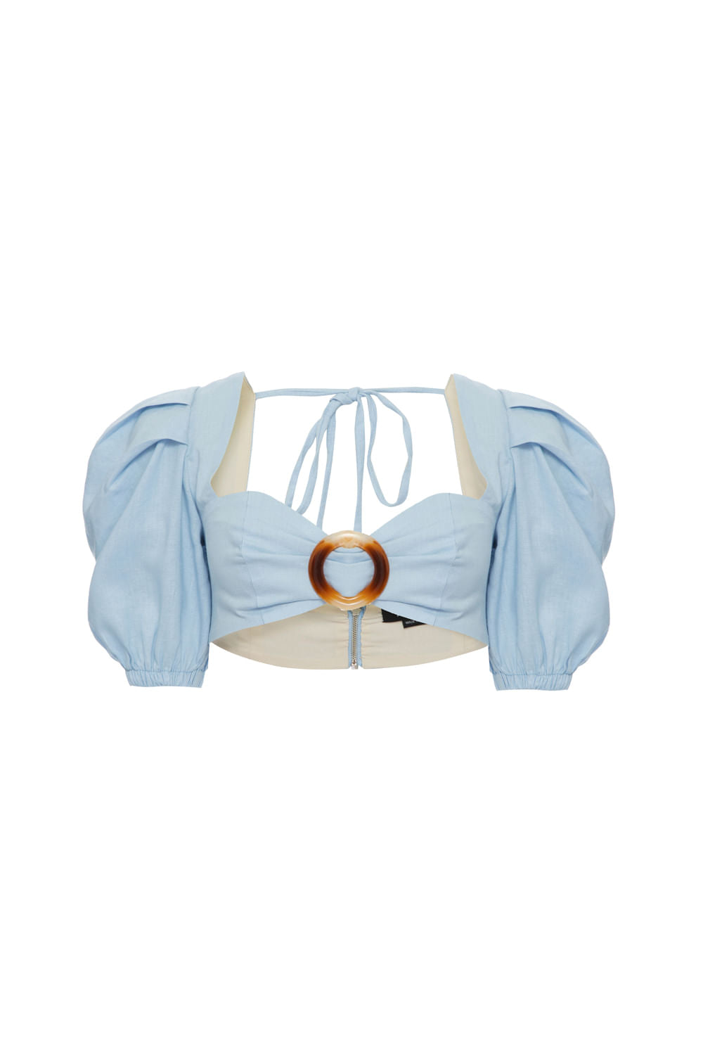 Top linho argola azul