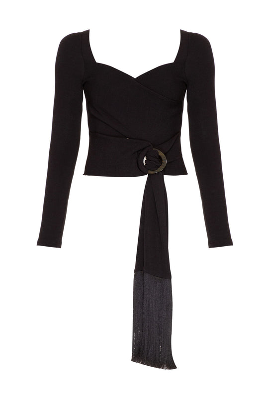 TOP CROPPED FRANJAS GEMINI PRETO