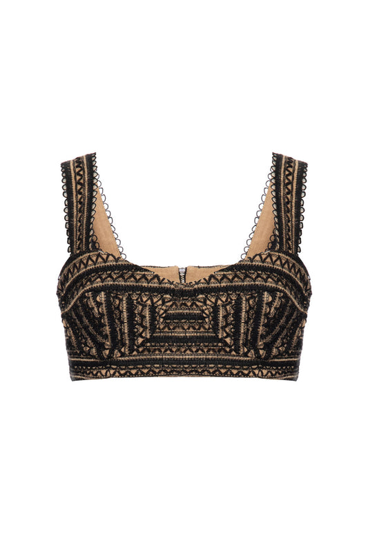 TOP ENTREMEIO TROPICAL GRÁFICO PRETO
