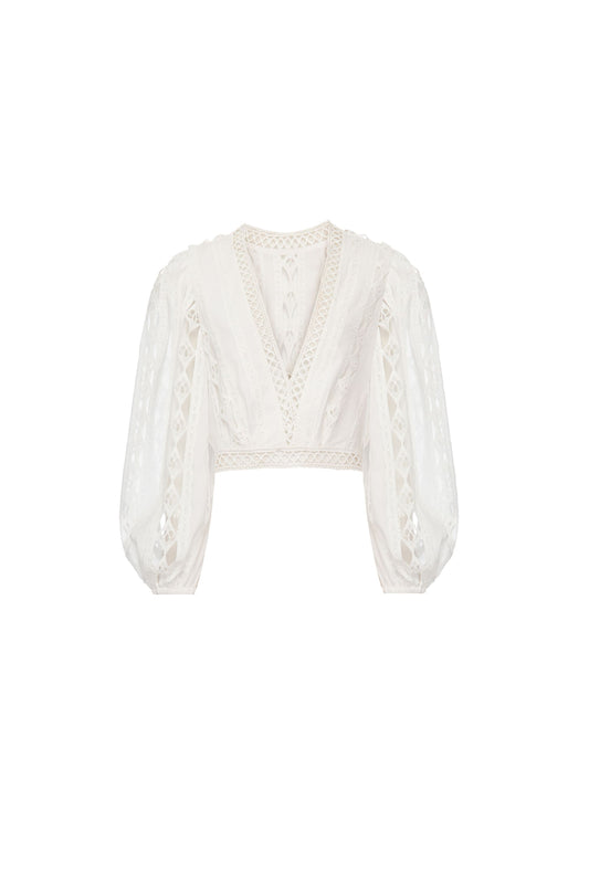 TOP CROPPED LIGHT LAISE OFF WHITE