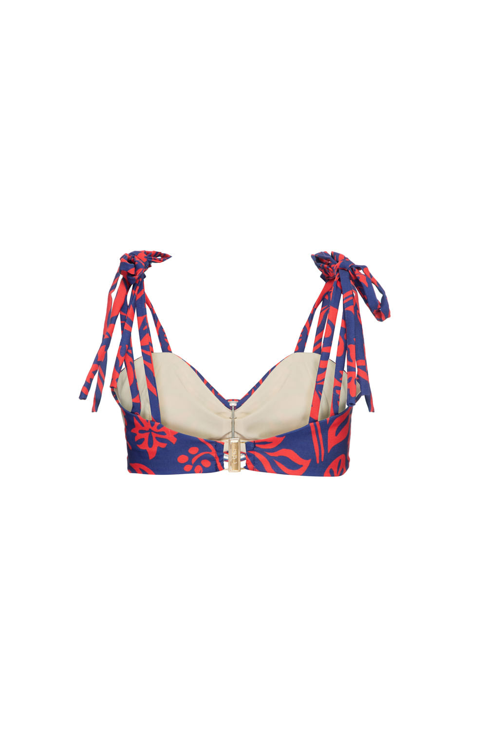 TOP ALÇA AMARRAÇÃO TROPICAL GRÁFICO AZUL