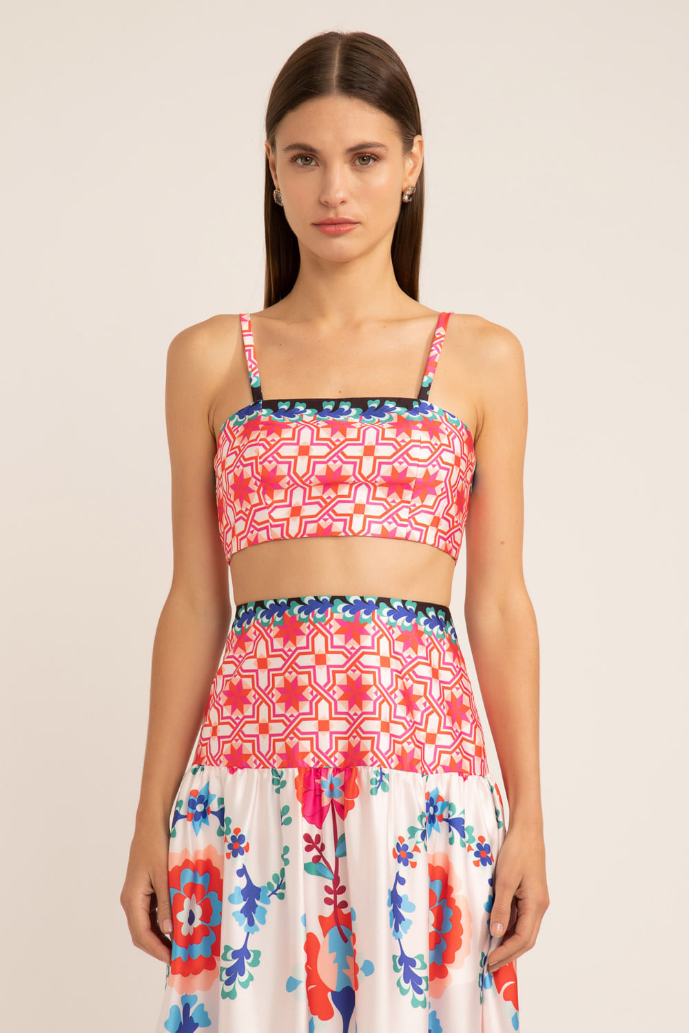 Top cropped damascena off white