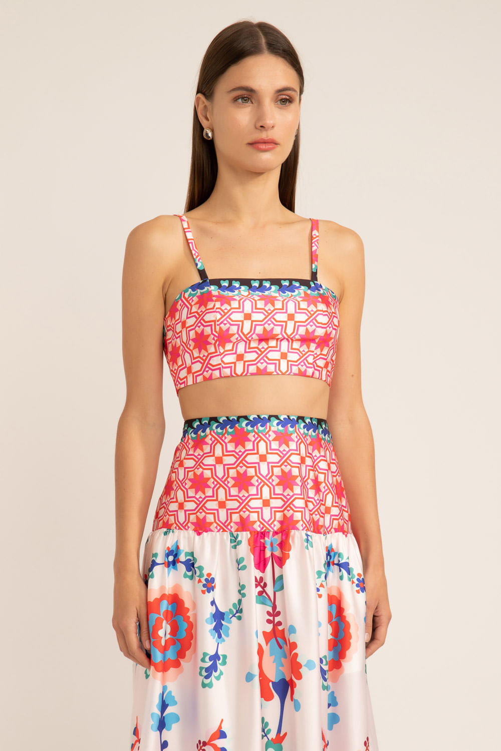 Top cropped damascena off white