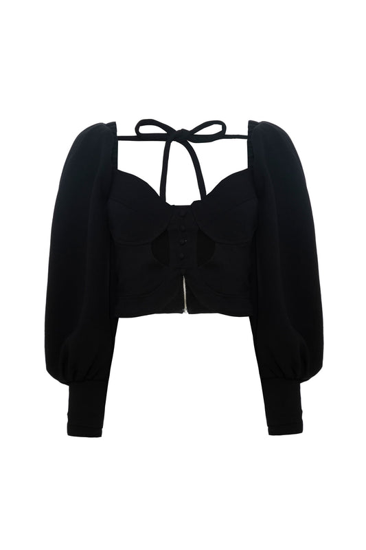 TOP CROPPED EMPOWERED  PRETO