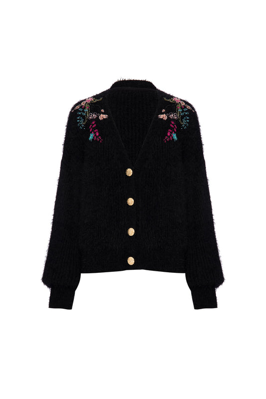 CASACO BORDADO TRICOT GYPSY PRETO