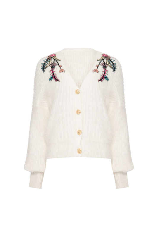 CASACO BORDADO TRICOT GYPSY OFF WHITE