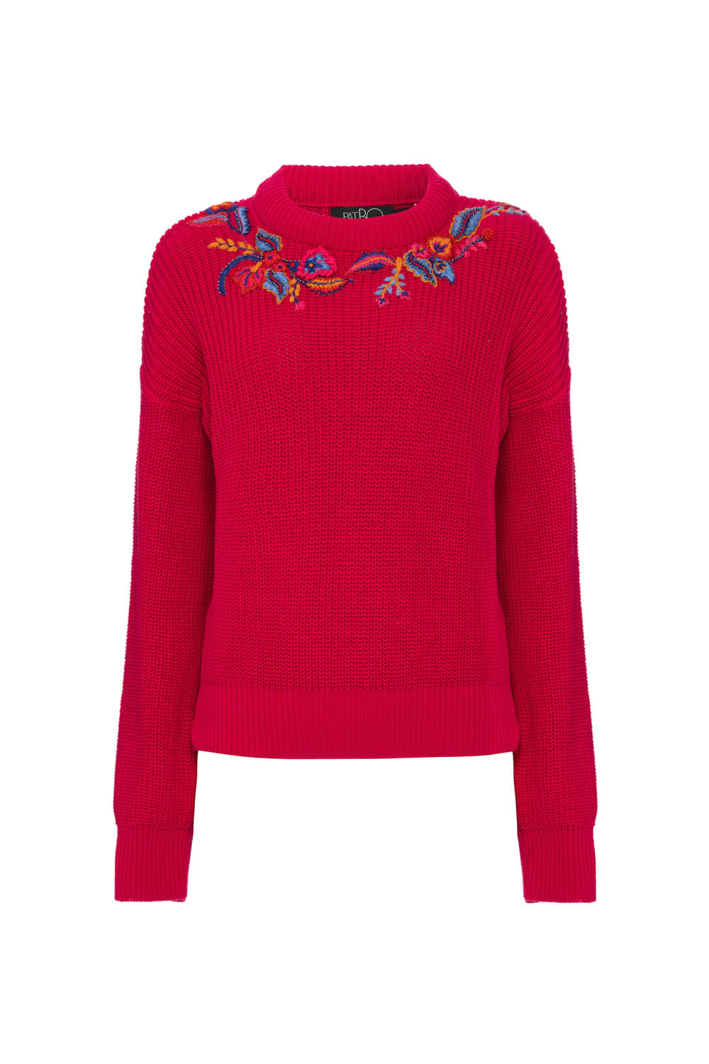 Casaco gola bordada tricot gypsy pink