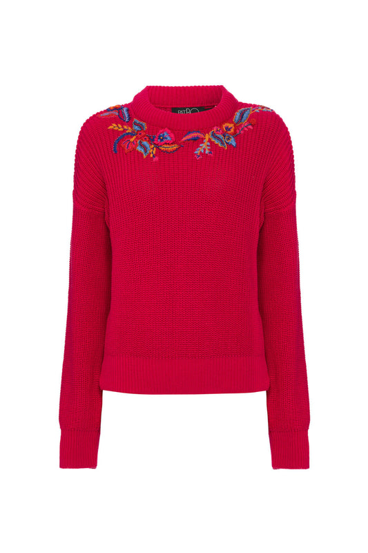 CASACO GOLA BORDADA TRICOT GYPSY PINK