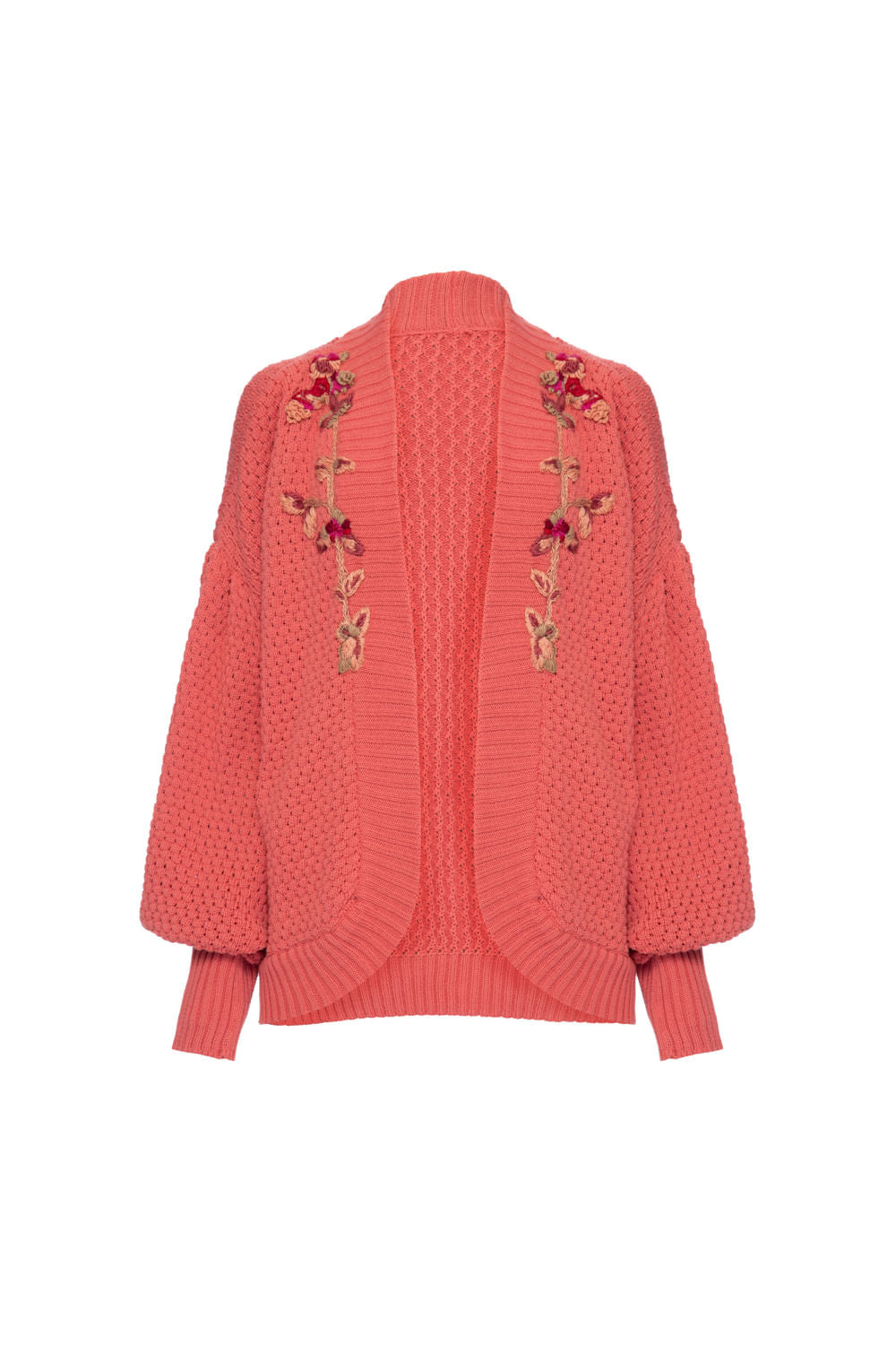 CARDIGAN ABERTO BORDADO TRICOT GYPSY ROSA