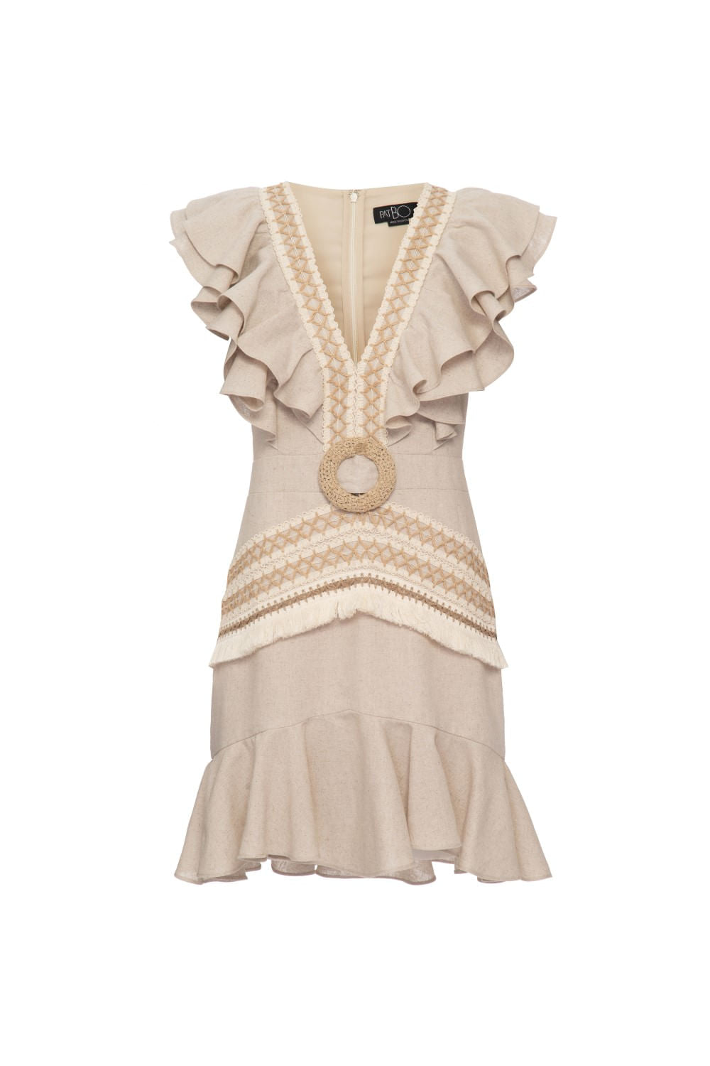 Vestido curto fivela palha desert natural
