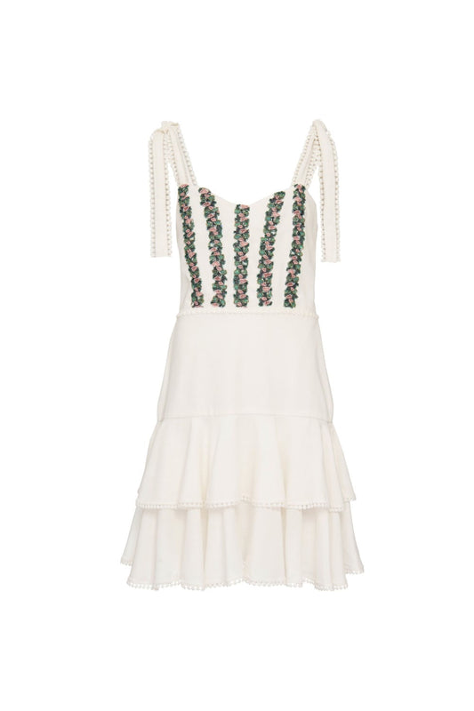 Vestido curto bordado scape off white