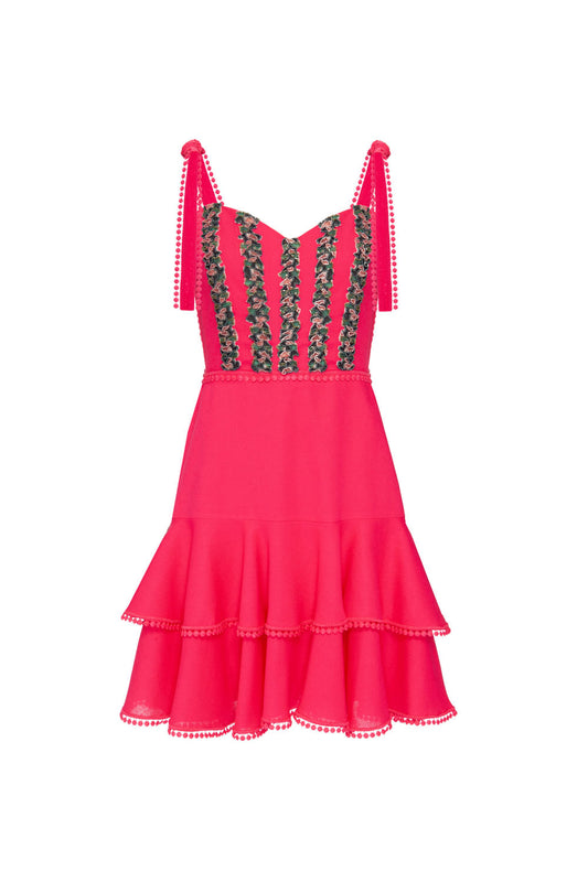 Vestido curto bordado scape pink