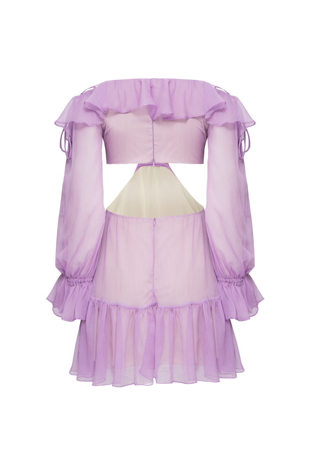 VESTIDO CURTO RECORTES SILKY PLISSÊ LILAS