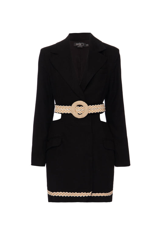 VESTIDO CURTO RECORTES SCAPE PRETO
