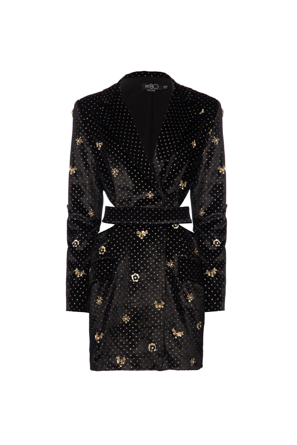 VESTIDO CURTO VELUDO SPARKLE PRETO