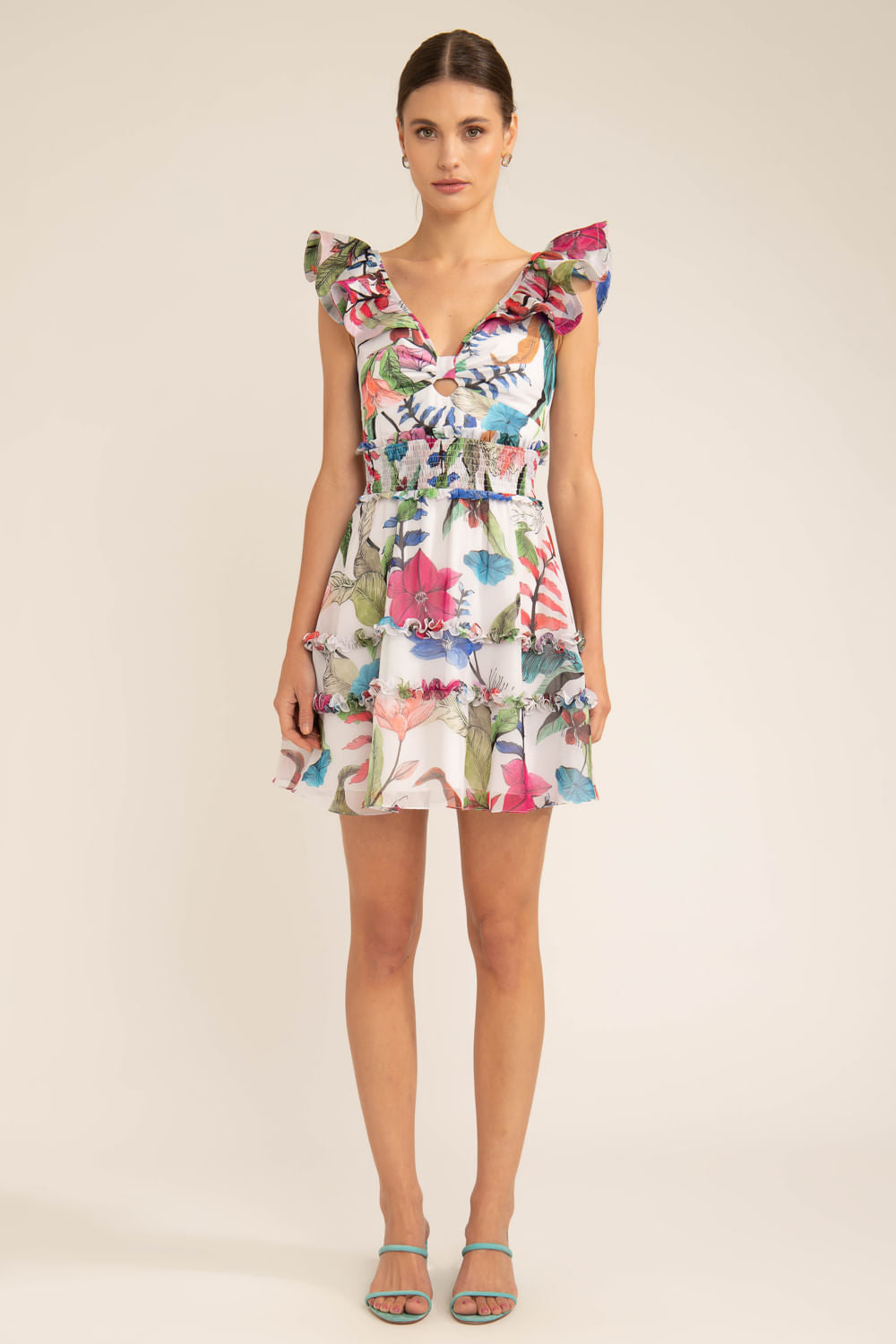 Vestido curto lastéx zamia off white
