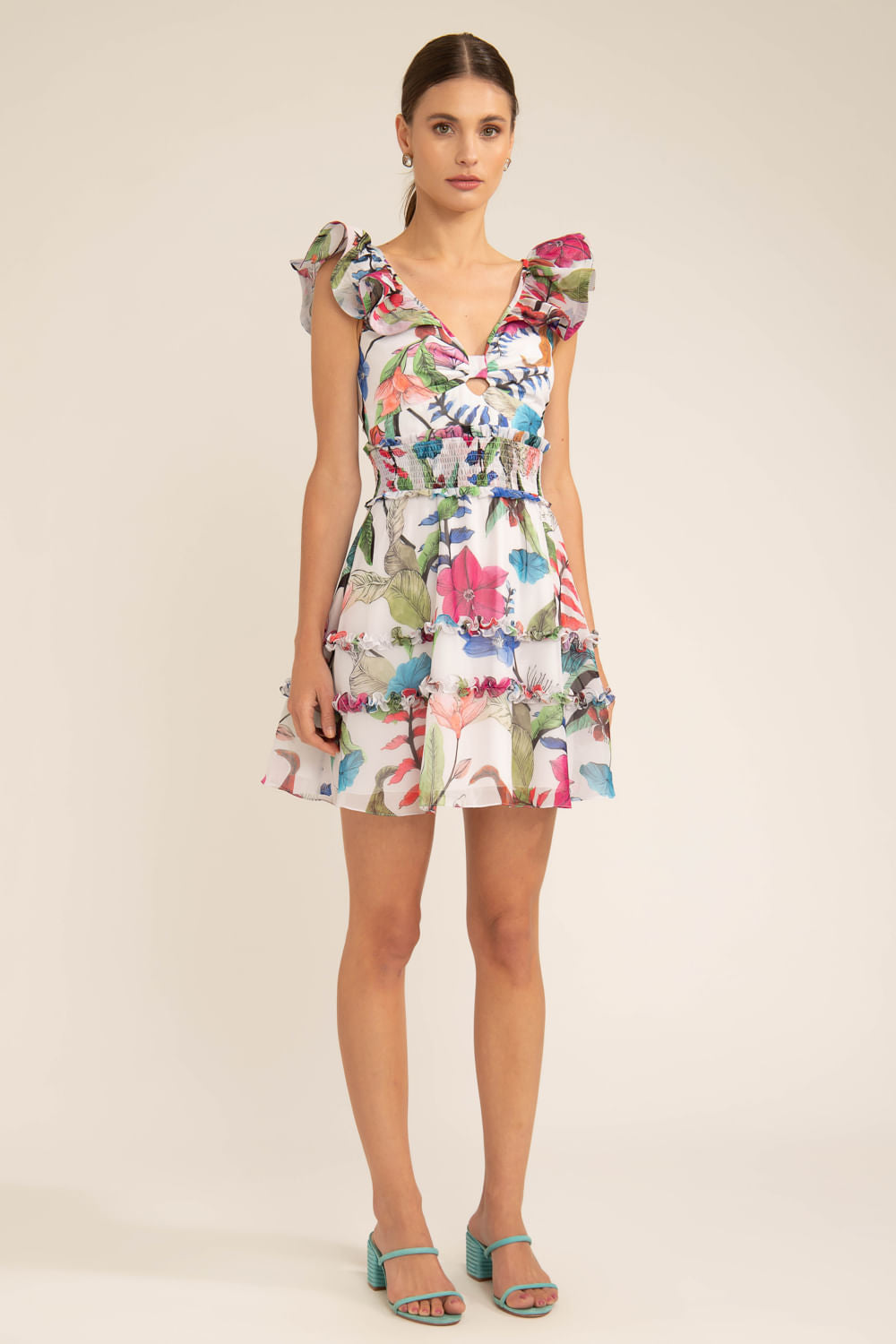 Vestido curto lastéx zamia off white