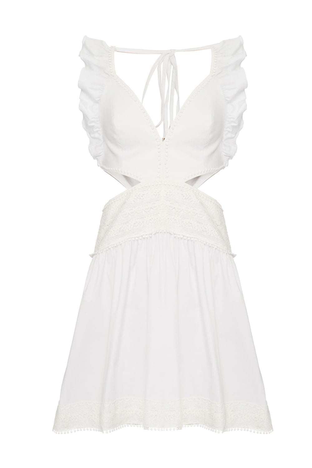Vestido curto babado soft 60's branco