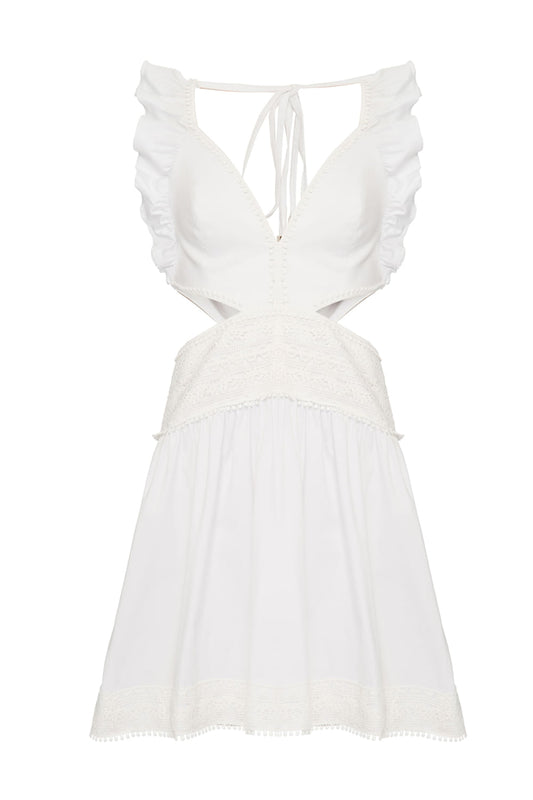 VESTIDO CURTO BABADO SOFT 60'S BRANCO