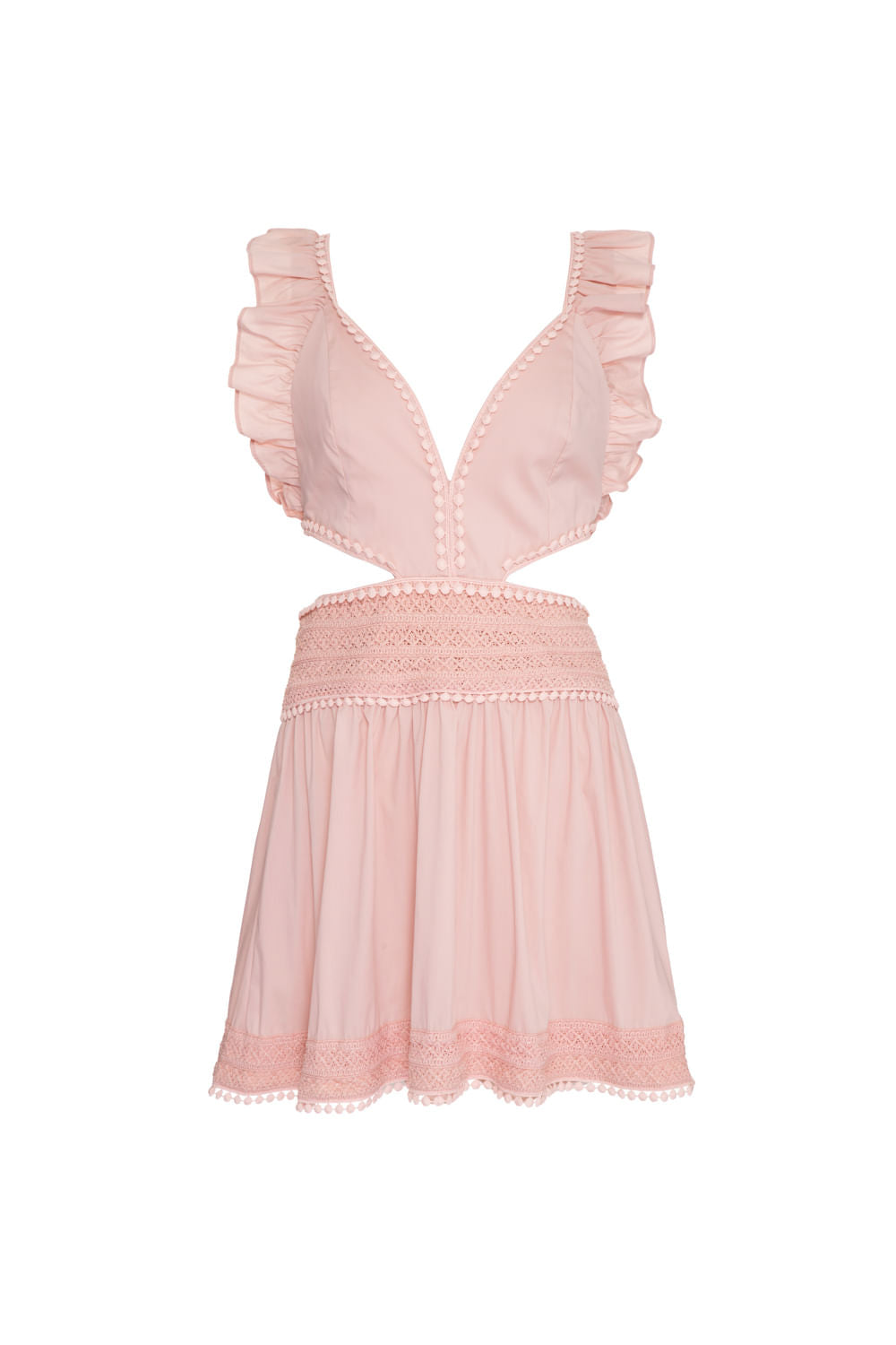 VESTIDO CURTO BABADO SOFT 60'S ROSA