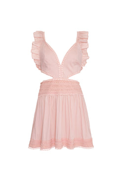VESTIDO CURTO BABADO SOFT 60'S ROSA