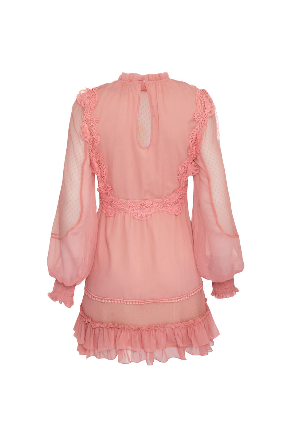 VESTIDO CURTO TULE POÁ SILKY PLISSÊ ROSA