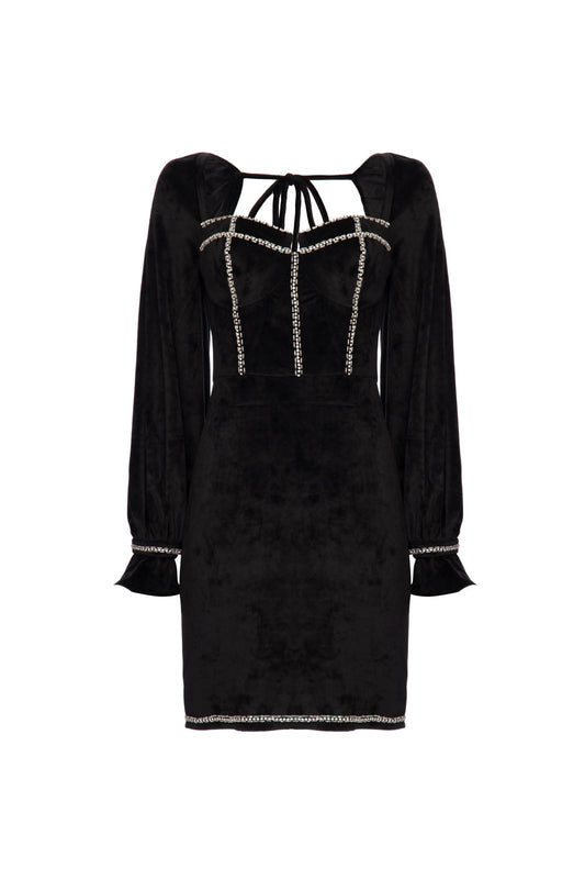 VESTIDO CURTO CORSET BEAUTY SOBER PRETO