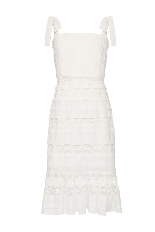VESTIDO CURTO ALÇA LAÇO LIGHT LAISE OFF WHITE
