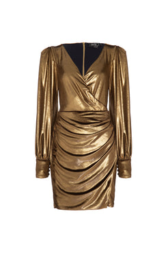 Vestido curto golden velvet dourado
