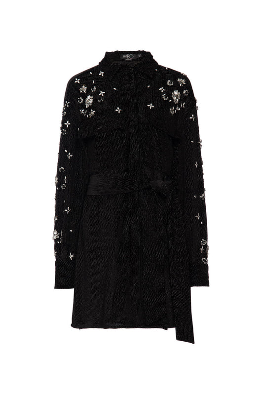 VESTIDO CURTO FAIXA VELUDO WOOF PRETO
