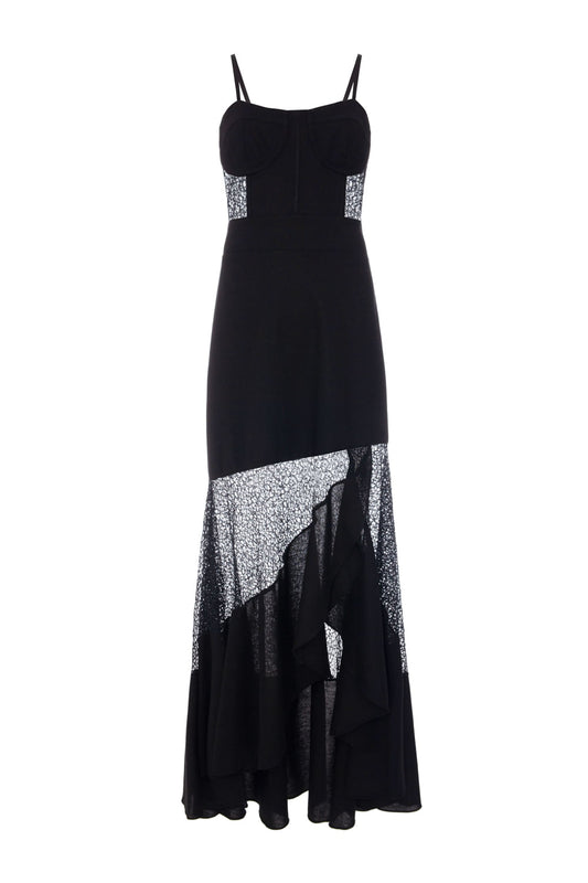 VESTIDO LONGO TELA SCAPE PRETO