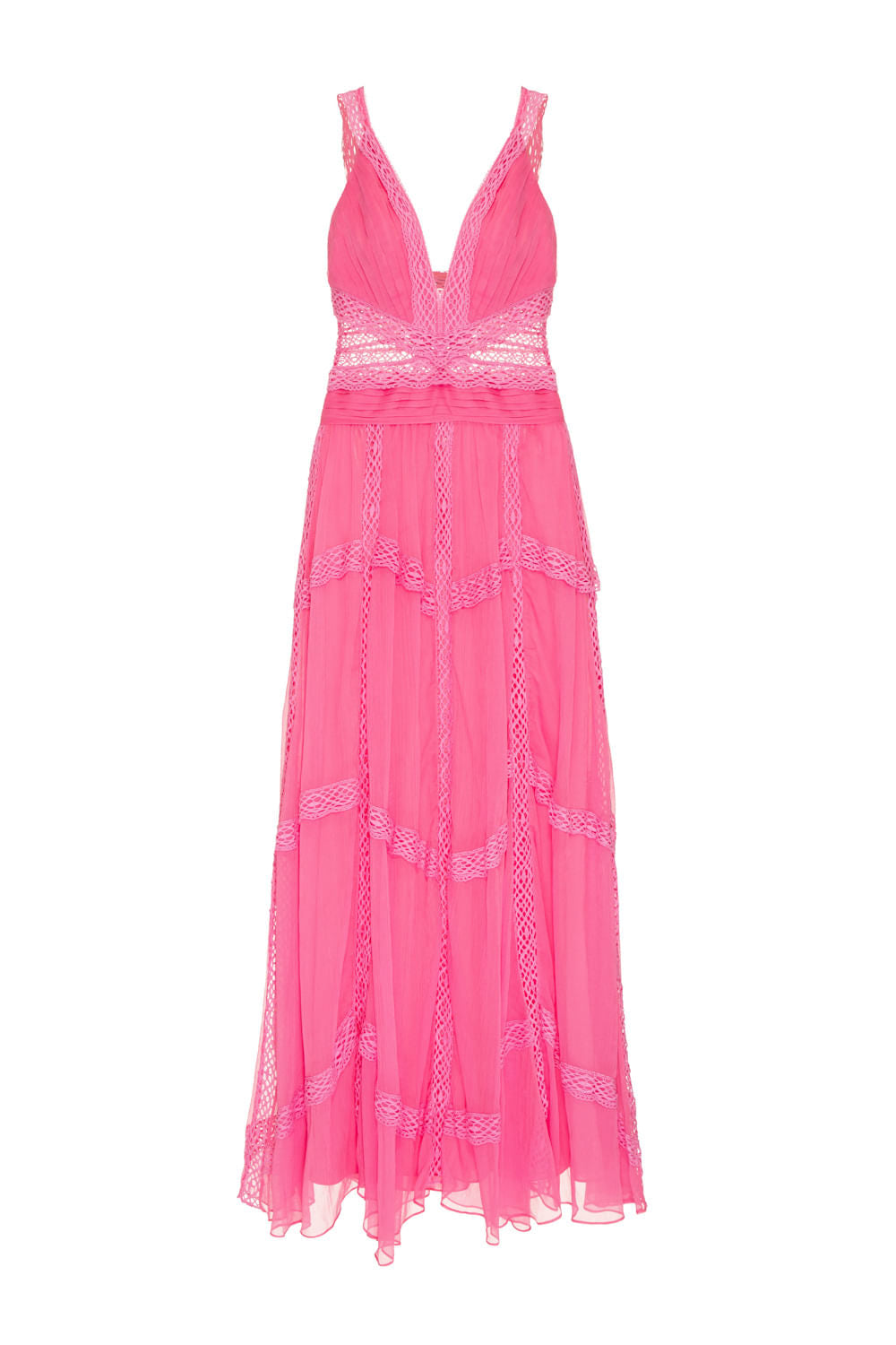 VESTIDO LONGO ENTREMEIO SILKY PLISSÊ ROSA