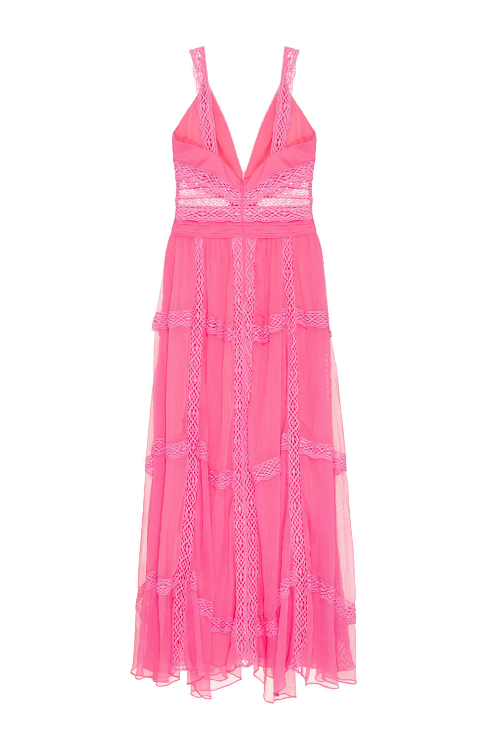 VESTIDO LONGO ENTREMEIO SILKY PLISSÊ ROSA