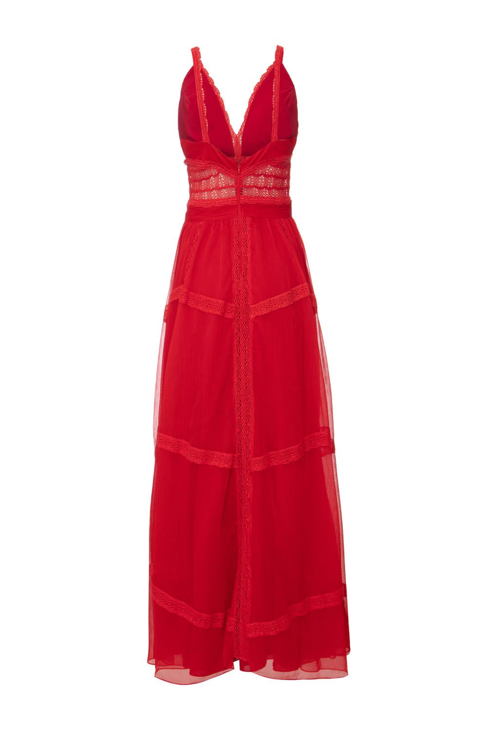 VESTIDO LONGO ENTREMEIO SILKY PLISSÊ VERMELHO