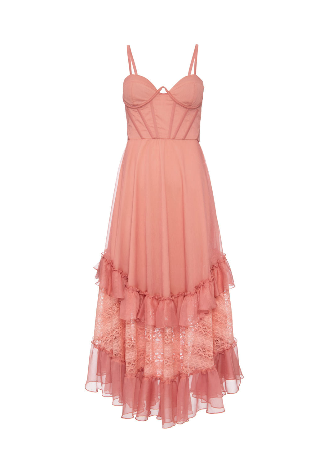 VESTIDO LONGO CORSET SILKY PLISSÊ ROSA