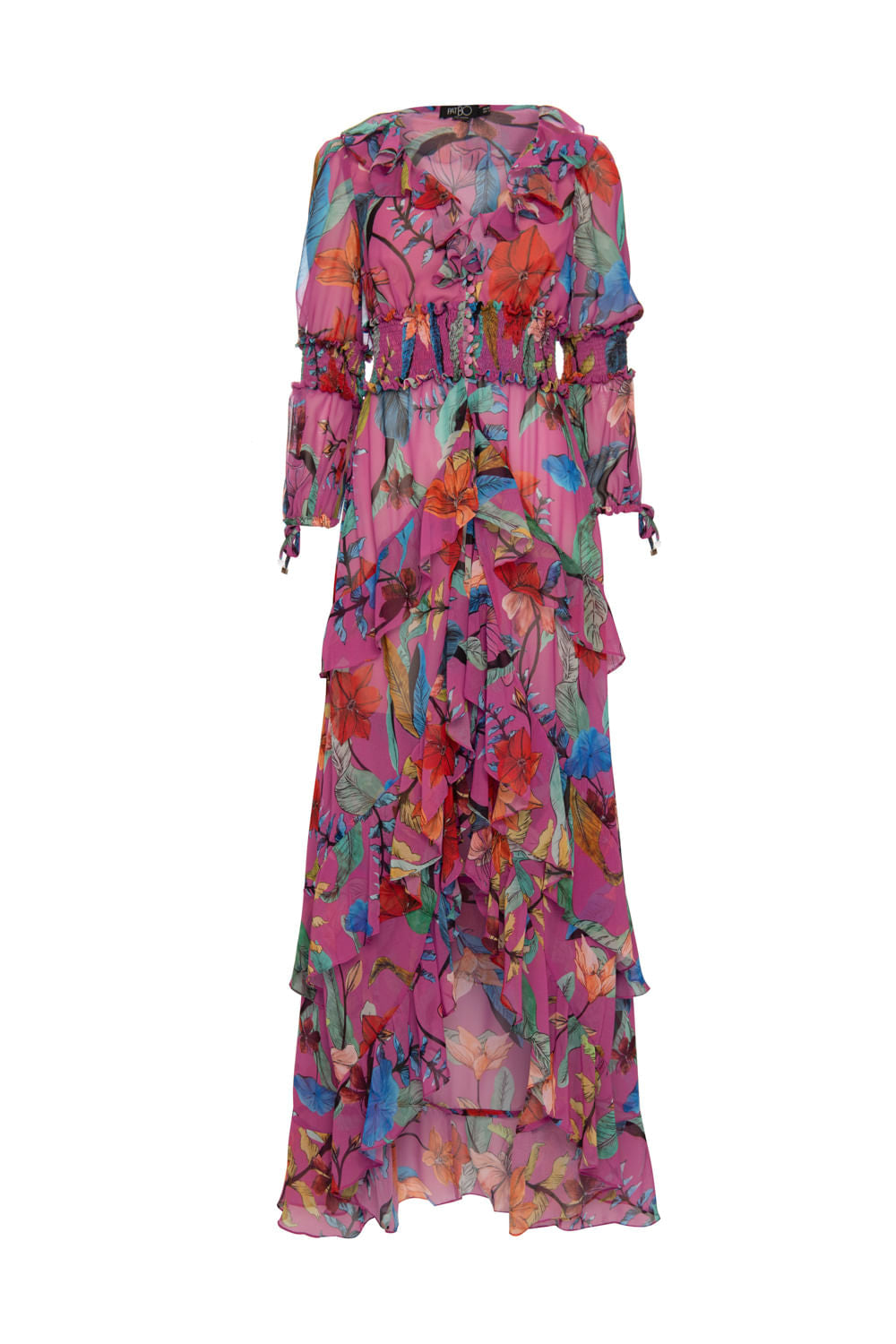 Vestido longo lastéx zamia rosa