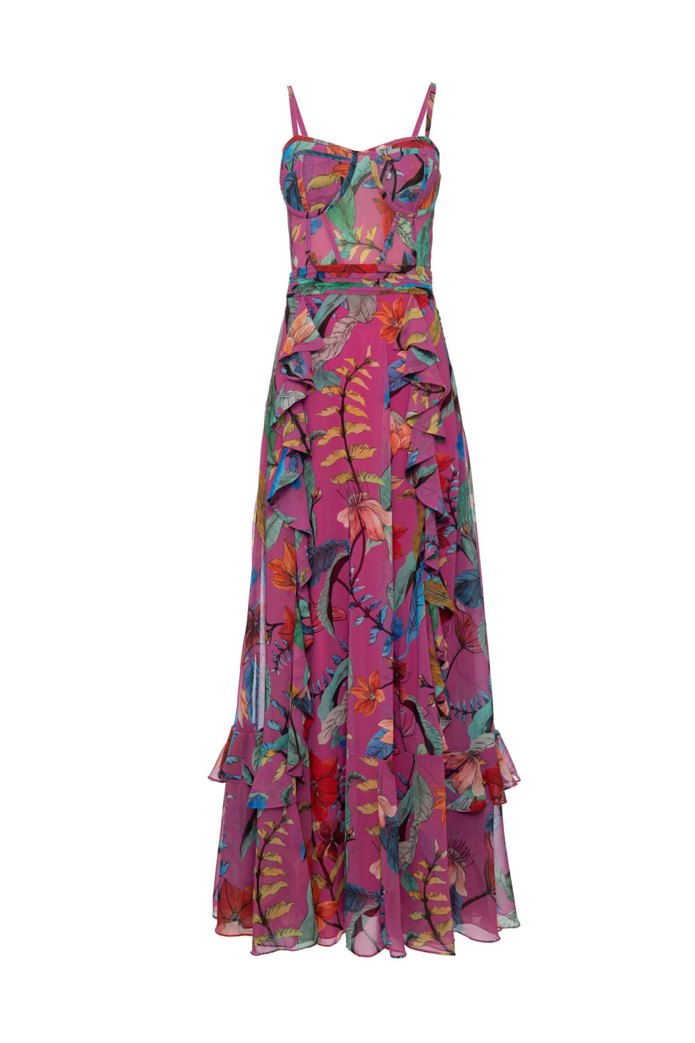 Vestido longo corset zamia rosa