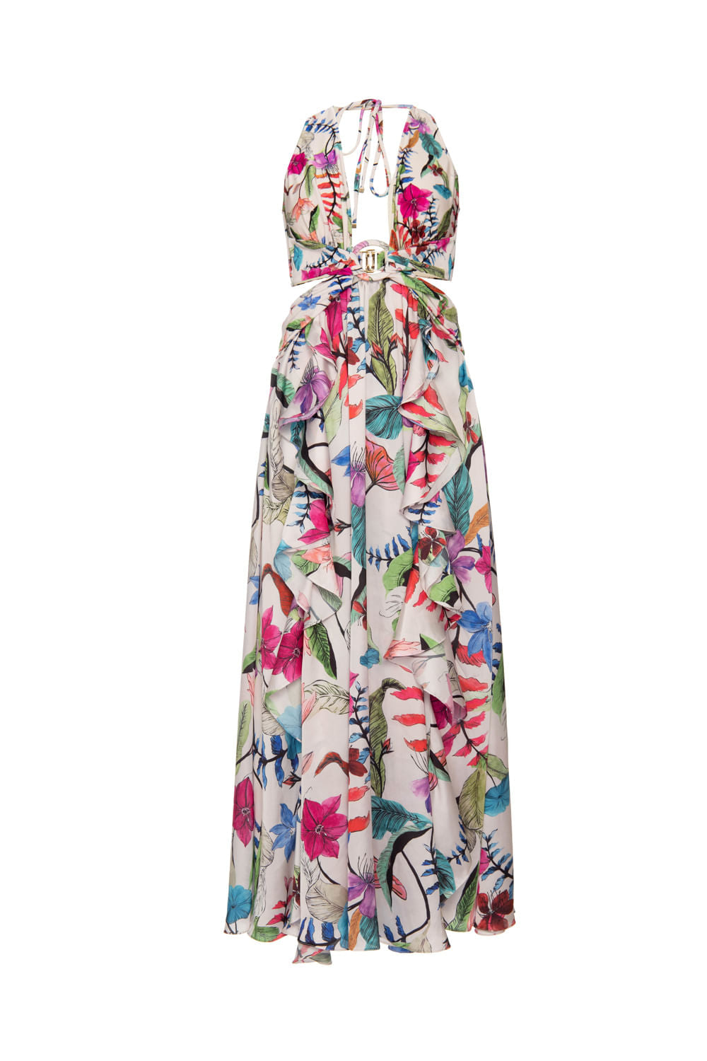 Vestido longo frente Ãºnica zamia off white