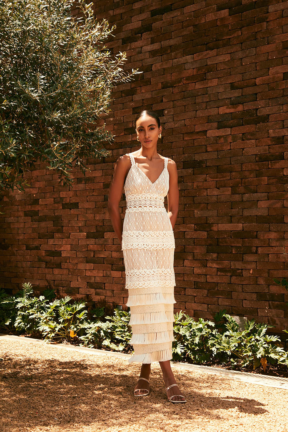VESTIDO LONGO FRINGES OFF WHITE