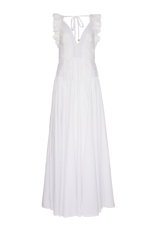 VESTIDO LONGO BABADO SOFT 60'S BRANCO