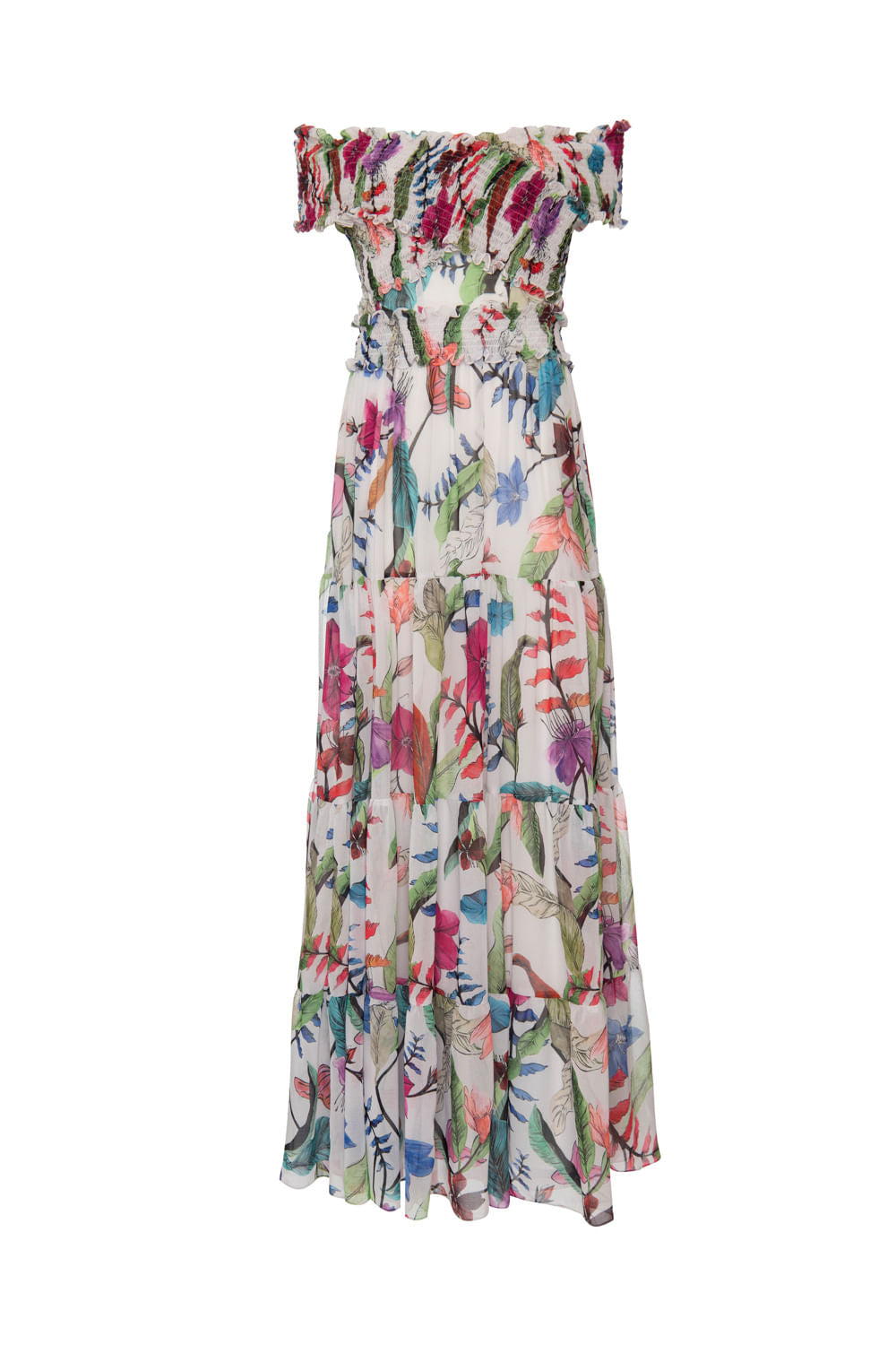 Vestido longo ombro a ombro zamia off white