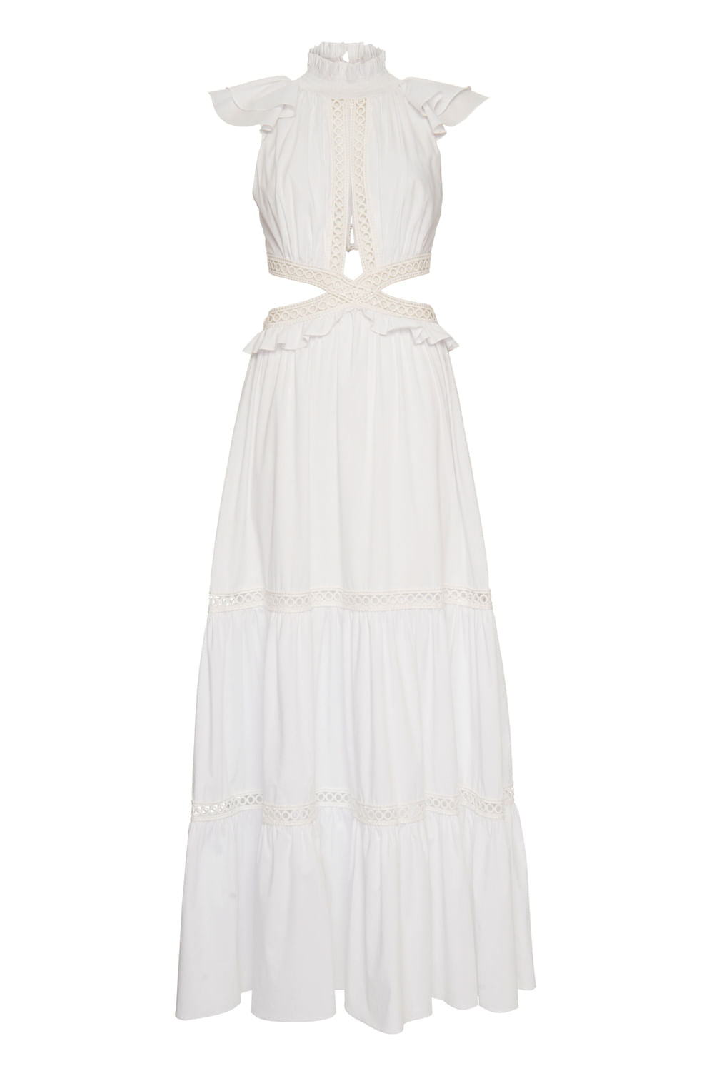 VESTIDO LONGO RECORTES SOFT 60'S BRANCO